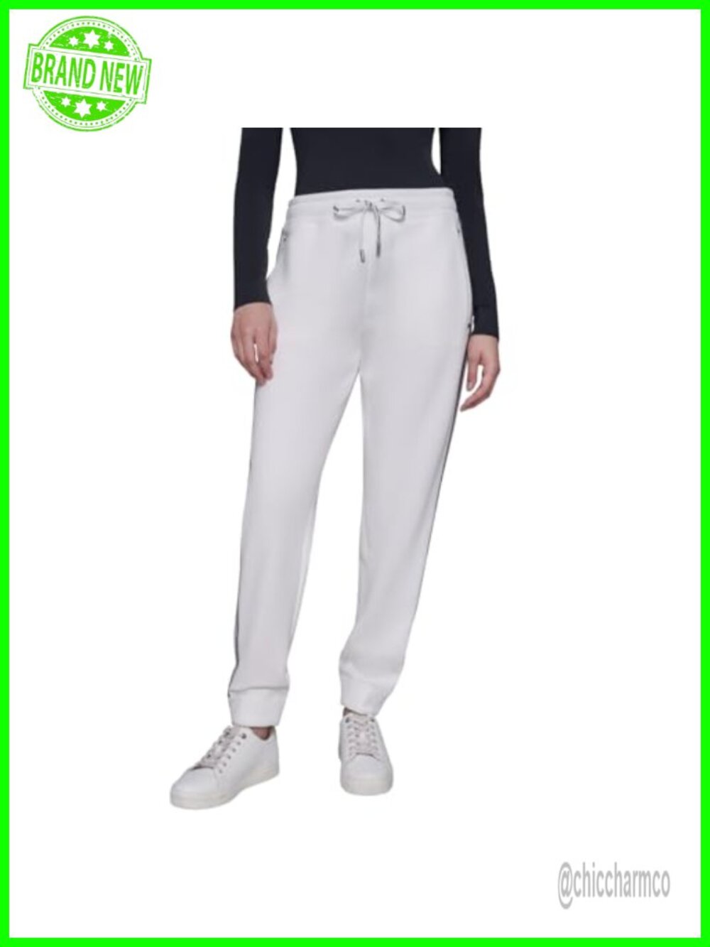 Straight Leg Athleisure Logo Tape Scuba Jogger Drawstring Pants Travel